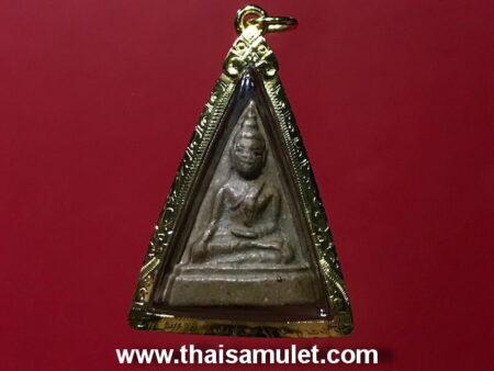 Wealth amulet Phra Nang Phaya holy soil amulet with golden casing by LP Tae (SOM34)