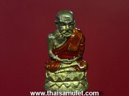 Protect amulet B.E.2558 LP Thuad brass amulet with color rob by Wat Saikhaow (MON71)