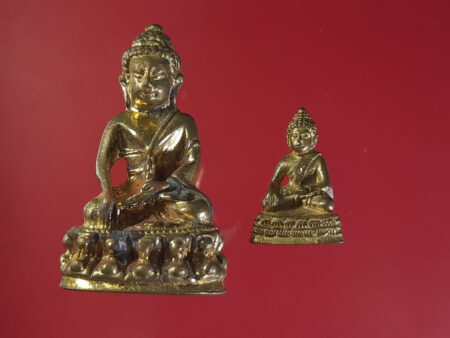 Wealth amulet B.E.2537 Set of Phra Kring and Phra Chaiwat brass amulet by LP Kham (PKR59)