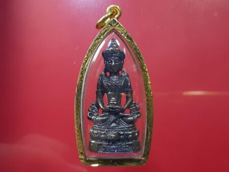 Wealth amulet B.E.2550 Phra Kring Avalokitesuan brass amulet with micron golden casing (PKR65)