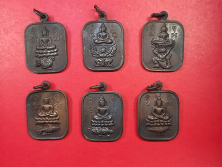 Wealth amulet B.E.2536 Set of Phra Phut Song Sak or Buddha sits on animal copper coins (SOM387)