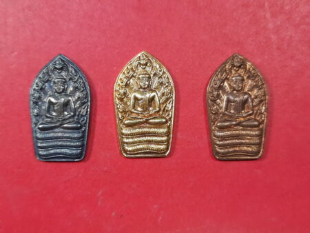 Wealth amulet Set of Phra Prok Bai Makham Golden, silver and copper by LP Chern (SOM430)