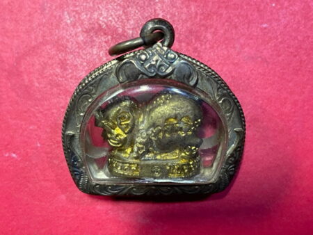 Wealth amulet B.E.2541 Mhoo Thong Maha Lap or magical pig brass amulet by LP Thammarangsri (GPD241)