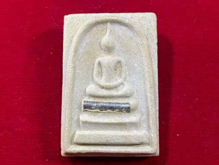 Wealth Thai amulet B.E.2536 Phra Somdej holy powder amulet with silver Takrut by Wat Nahtangnok (SOM505)