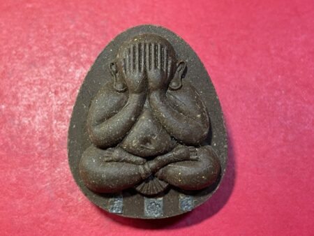 Wealth Thai amulet B.E.2541 Phra Pidta Boon Baramee powder amulet with 3 silver Takrut by LP Boon (PID176)