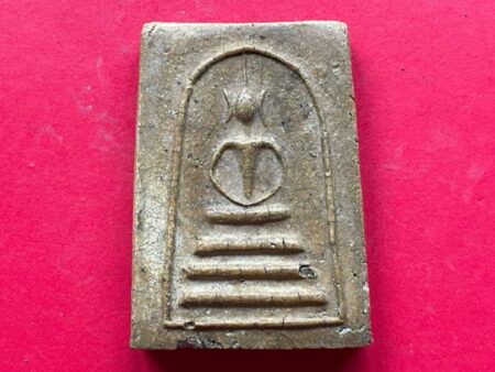 Rare amulet B.E.2507 Phra Somdej holy powder amulet with Jumbo size with 2 Takrut and silver case by LP Thain (SOM597)
