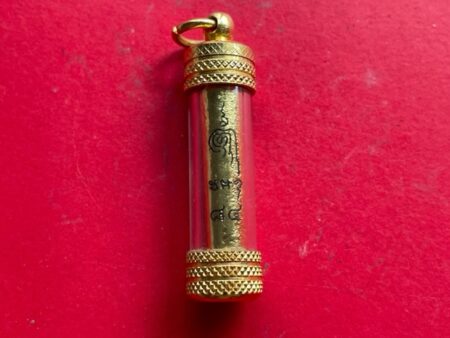 Wealth amulet B.E.2554 Takrut Maha Mongkol brass amulet with micron casing by LP Jaran (TAK151)
