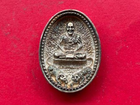 Wealth amulet B.E.2535 LP Pern sits on tiger and boar silver coin with beautiful condition (MON826)