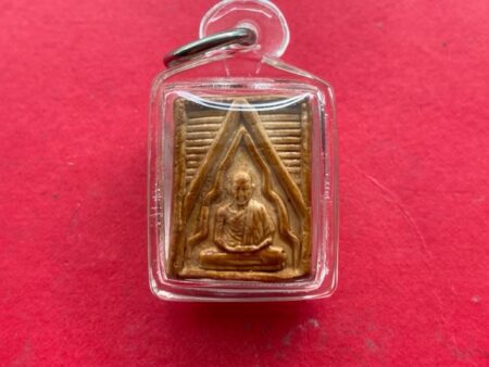 Wealth amulet B.E.2527 LP Kasem holy powder amulet with holy Yant in square shape (MON867)