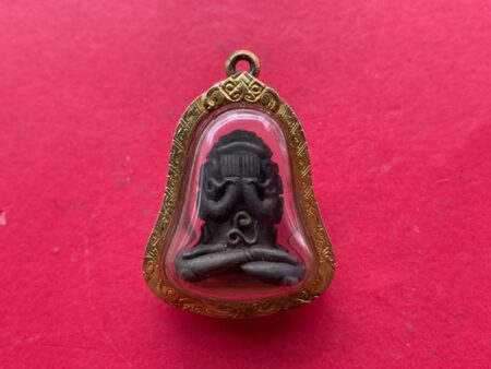 Wealth amulet B.E.2518 Phra Pidta Maha Chot Nawaloha amulet with golden casing by LP Kasem (PID242)
