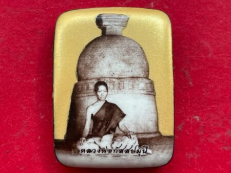 Protect amulet B.E.2550 LP Katsapamuni locket with holy powder in gold background  (MON931)
