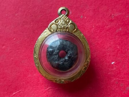 Rare amulet B.E.2430 holy powder bead amulet with gold casing by LP Iem (TAK208)