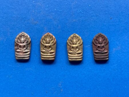 Wealth amulet B.E.2536 set of Phra Prok Bai Makham silver, Nawaloha, brass and copper coin by LP Thongdam (SOM843)