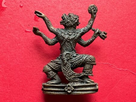 Rare amulet B.E.2521 Hanuman 4 hands alpaca amulet by LP Lae – First batch (GOD450)