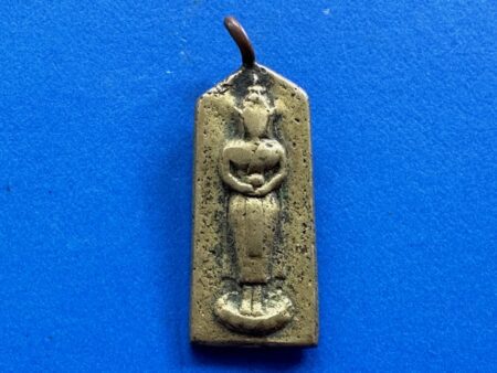 Wealth amulet B.E.2494 Phra Phut with alms bowl holy metal amulet (Daily Buddha of Wednesday) by LP Chao Khun Sri (SOM876)