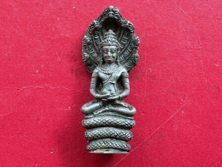 Wealth amulet B.E.2516 Phra Nak Prok Wachira Mongkol silver amulet blessed by LP Kasem (PKR187)