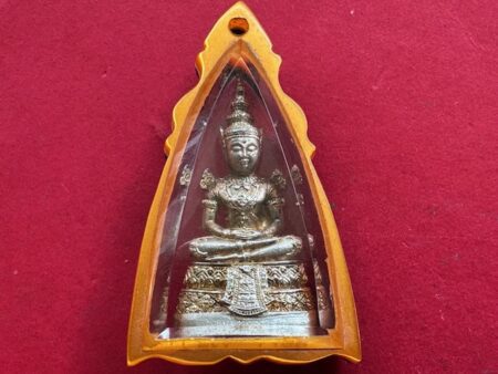 Wealth amulet B.E.2539 Phra Kaewmorakot silver amulet with beautiful condition (PKR188)