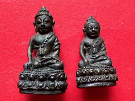 Rare Thai amulet B.E.2527 set of Phra Kring and Phra Chaiwat brass amulets by LP Kasem (PKR194)