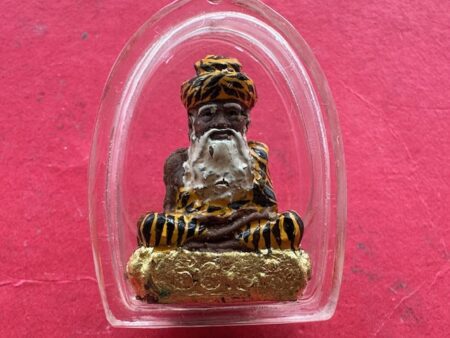 Wealth amulet B.E.2537 Ruesi Phrommutama holy powder amulet with colorful in small imprint by LP Phromma – seventh batch (GOD486)