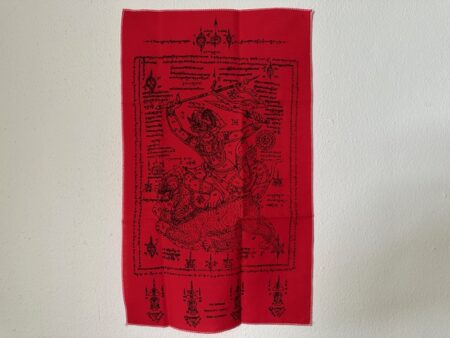 Protect amulet B.E.2550 Pha Yant Hanuman Chern Thong or magical cloth Hanuman Yant by LP Lae (TAK230)