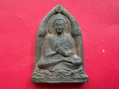 Wealth amulet B.E.2505 Phra Phuttha Thakhodom baked clay amulet with beautiful condition by LP Khom (SOM717)