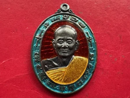 Wealth amulet B.E.2537 LP Mon colorful silver coin in oval shape with beautiful condition (MON1167)